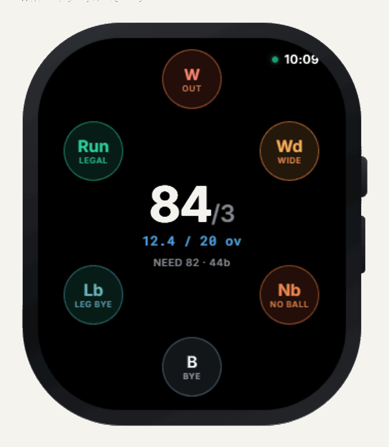 CricketUmpire Pro scoring ring interface